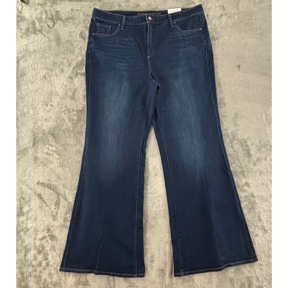 Chicos So Slimming High Rise Flare Jean Womens 20 Tall Teagan Indigo Stretch NWT